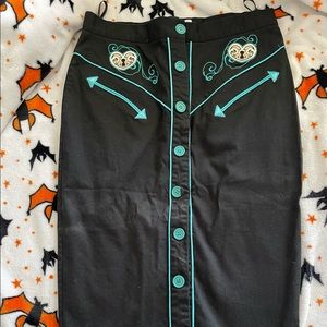 Hell Bunny Locked Heart Western Pencil Skirt L